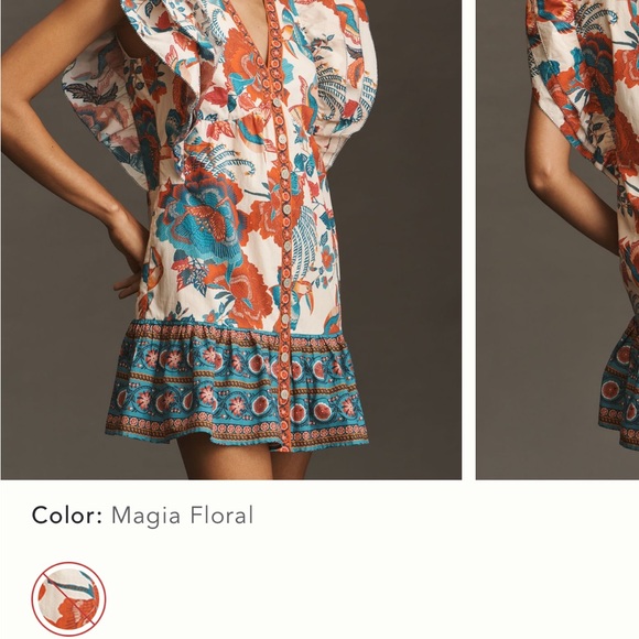 New with tags Farm Rio Magia Floral Ruffle 100% cotton Dress, Small, retail $228 - Picture 14 of 15